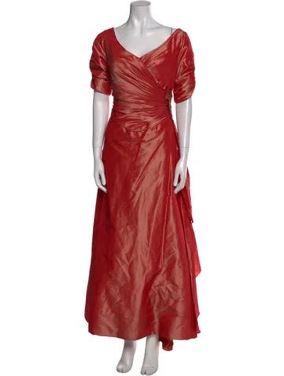 Pre-owned Michael Casey Silk Long Dress In Red