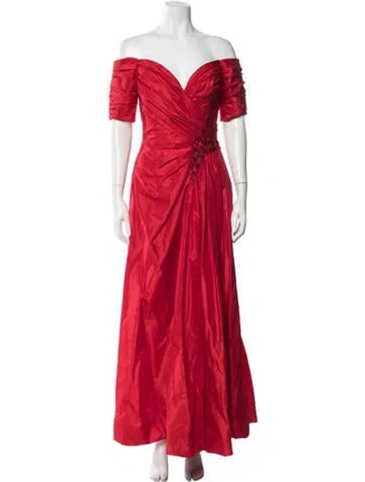 Pre-owned Michael Casey Silk Long Dress In Red