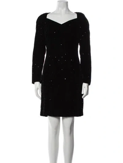 Pre-owned Michael Casey Velvet Mini Dress In Black