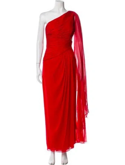 Pre-owned Michael Casey Wool Long Dress In Red