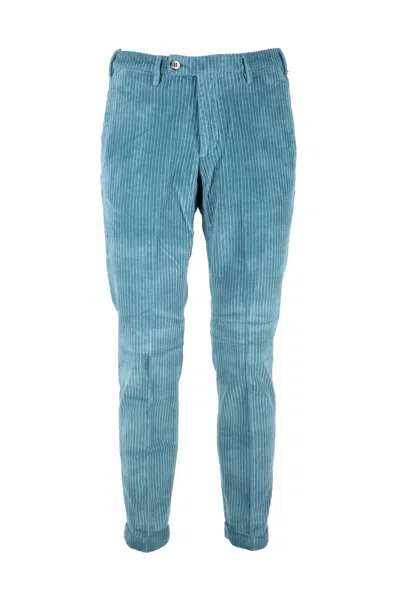 Michael Coal Aqua Green Stretch Cotton Pants In Blue
