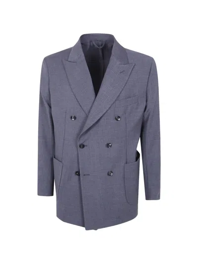 Michael Coal Austin Double-breasted Wool Jacket In Grey