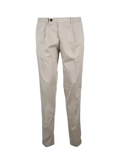 Michael Coal Beige Tailored Trousers With Subtle Pleats In Transparent