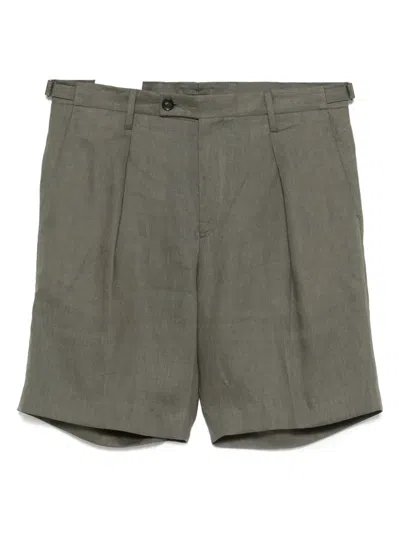 Michael Coal Box-pleat Shorts In Green