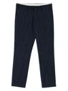Michael Coal Pinstriped Tailored Trousers In Wool Blend Canvas