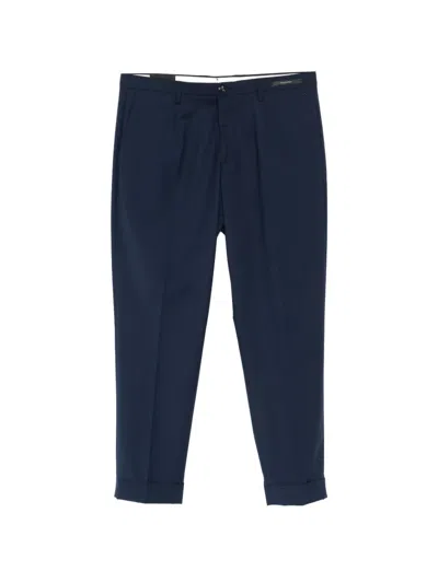 Michael Coal Button Trousers In Blue