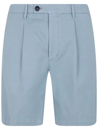 Michael Coal Cotton & Linen Bermuda Trousers In Blue