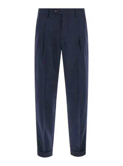 Michael Coal Cotton Blend Men's Straight-leg Pants With Welt Pockets And Front Closure In Black