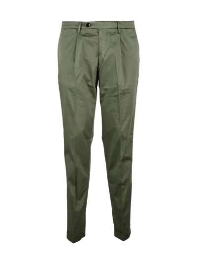 Michael Coal Cotton Stretch Trousers With Front Pleats In Multi