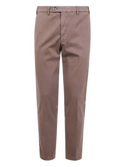 Michael Coal Cotton Trousers In Brown