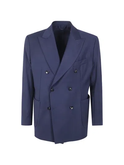 Michael Coal Double-breasted Blazer In Blue