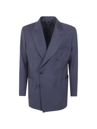 Michael Coal Double-breasted Blazer In Blue