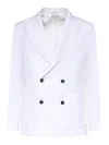 Michael Coal Double-breasted Linen Blazer In White