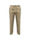 Michael Coal Drawstring Linen Trousers In Neutral