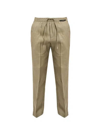 Michael Coal Drawstring Linen Trousers In Neutral