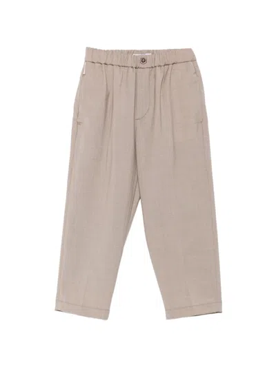 Michael Coal Kids' Elasticated-waistbutton-fastening Trousers In Neutral