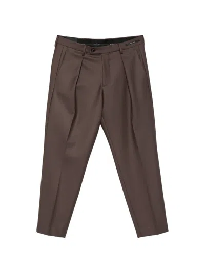 Michael Coal Freddy Pleated Tapered Trousers In Brown