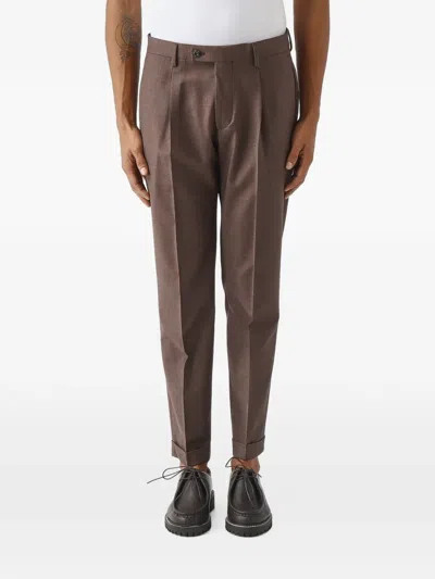 Michael Coal Frederick Pleated Trousers In Brown
