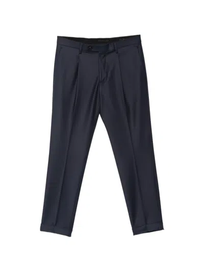 Michael Coal Frederick Pleated Turn-up Trousers In Blue