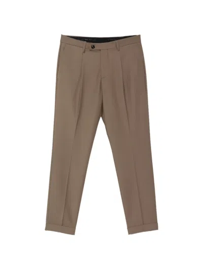 Michael Coal Frederick Pleated Turn-up Trousers In Brown