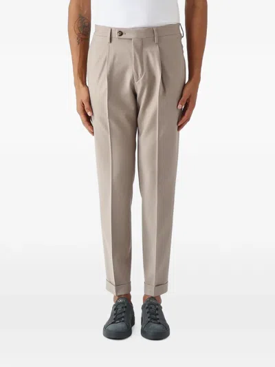 Michael Coal Frederick Pleated-detail Turn-up Trousers In Neutrals