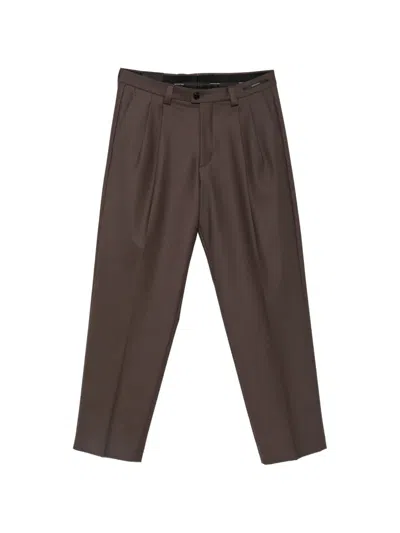 Michael Coal Harrison Pleated Pressed-crease Trousers In Brown