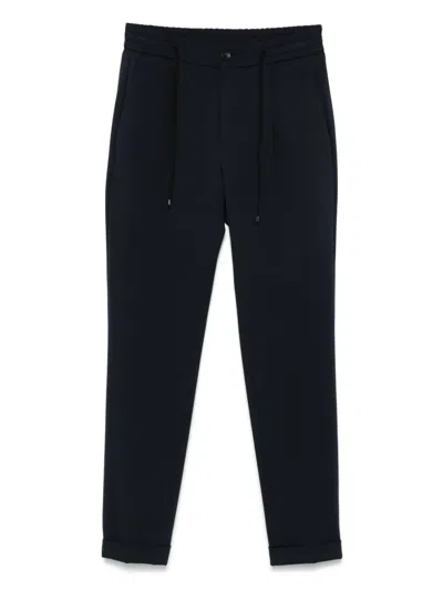 Michael Coal Black Cotton Blended Trousers With Drawstring Waistband