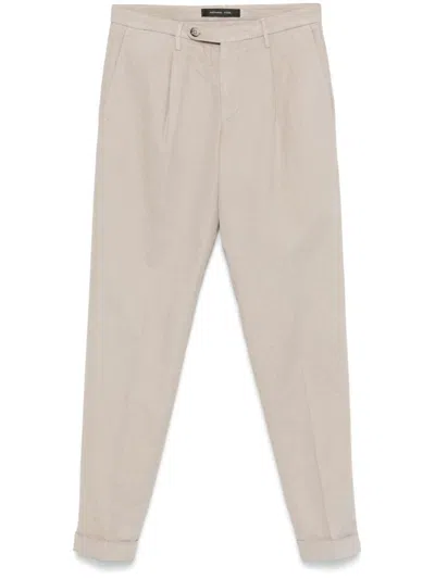 Michael Coal Light Beige Cotton Blended Trousers