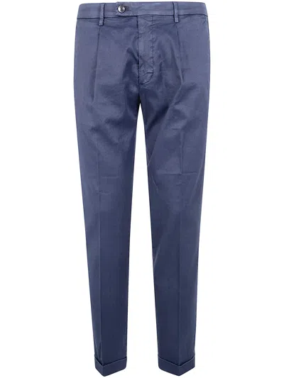 Michael Coal Linen Classic Trousers In Blue