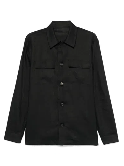 Michael Coal Linen Shirt In Black