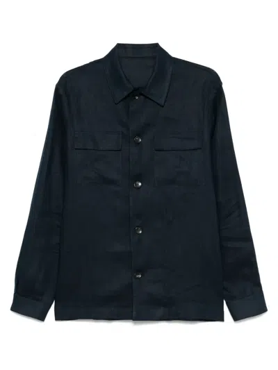 Michael Coal Linen Shirt In Blue