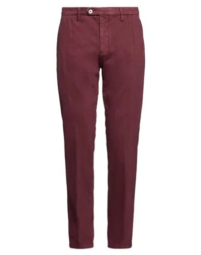 Michael Coal Man Pants Burgundy Size 35 Cotton, Elastane In Red