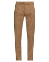 Michael Coal Man Pants Camel Size 32 Linen, Cotton, Elastane In Beige