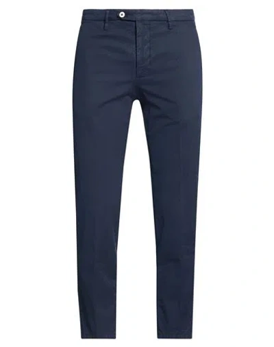 Michael Coal Man Pants Navy Size 33 Cotton, Linen, Elastane In Blue