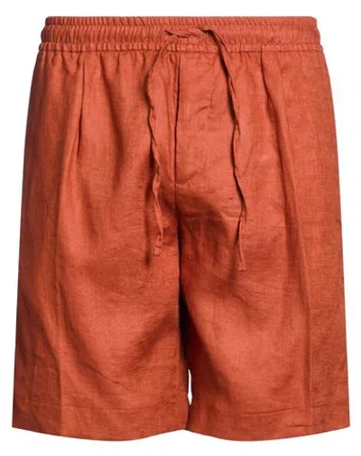 Michael Coal Man Shorts & Bermuda Shorts Rust Size 35 Linen In Red