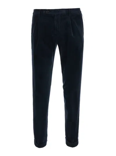 Michael Coal Men's Cotton-blend Pleated Pants With Side Pockets In Blu