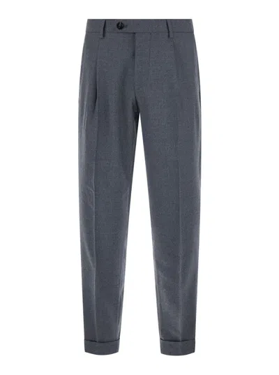 Michael Coal Men's Regular-fit Gray Pants With Welt Pockets, Zip Closure, And Tech Fabric In Blue