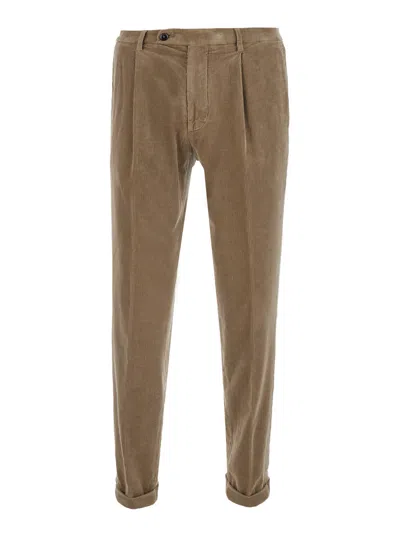 Michael Coal Men's Tech Fabric Pants With Side Pockets, Front Zip & Button Closure, Regular Fit In Beige