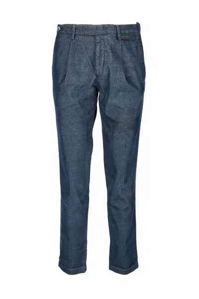 Michael Coal Mid-rise Trousers With Tapered Leg And Classic Cut In Blue