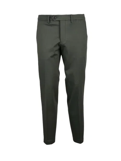 Michael Coal Military Green Slim Tapered Trousers With Clean Front And Button Closure