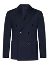 Michael Coal Navy Blue Wool Blend Double-breasted Blazer In Blue