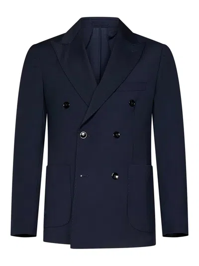 Michael Coal Navy Blue Wool Blend Double-breasted Blazer