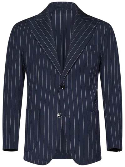 Michael Coal Navy Wool Blend Single-breasted Blazer