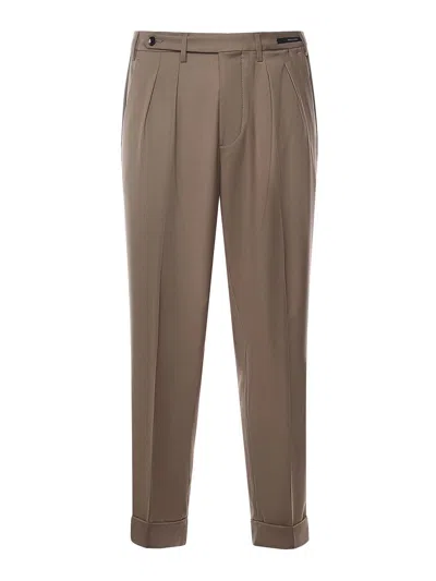 Michael Coal Tk America Pleated Trousers In Brown