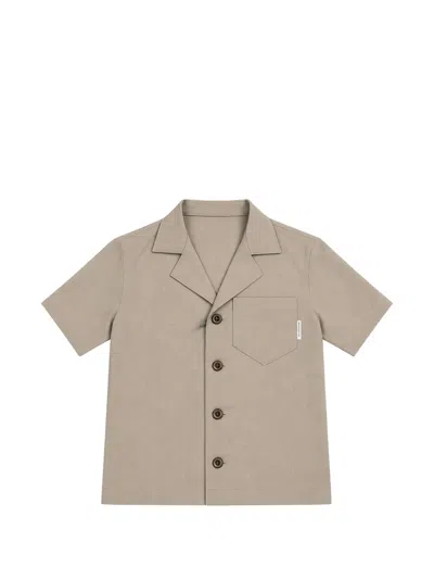 Michael Coal Kids' Patch-pocket Short-sleeve Shirt In Brown