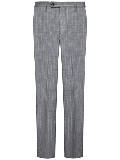 Michael Coal Pinstriped Grey Trousers With Slant Pockets