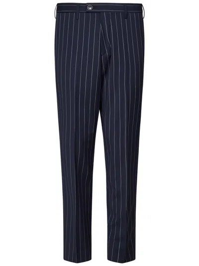 Michael Coal Pinstriped Tailored Trousers In Wool Blend Canvas In Blue
