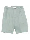 Michael Coal Pleat-detail Linen Shorts In Blue
