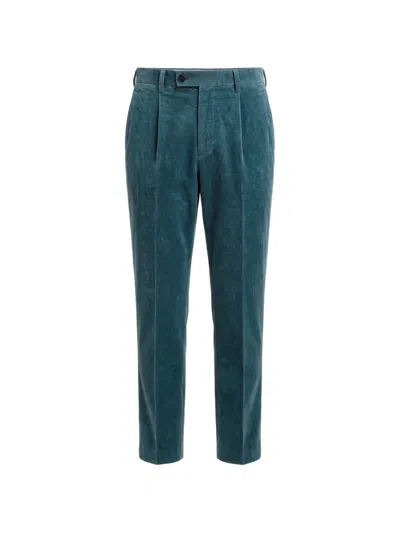 Michael Coal Pleated Corduroy Trousers In Blue