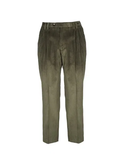 Michael Coal Pleated Corduroy Trousers In Green